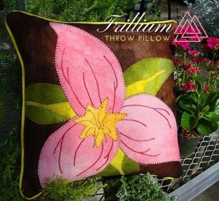 Trillium Wool Applique Throw Pillow
