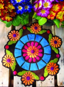 Fresh Flowers Wool Applique Candle Mat