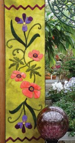 Poppies and Iris Wool Applique Runner