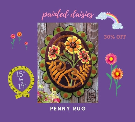 Painted Daisies Penny Rug